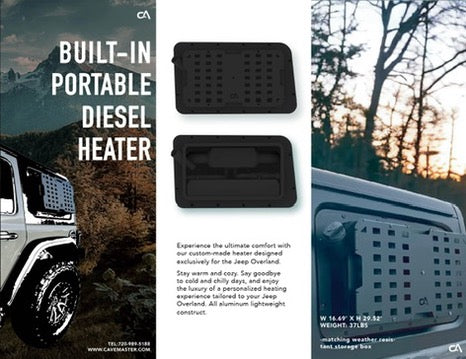 CAVE ADVENTURE BUILD-IN DIESEL HEATER - JEEP DRIVER SIDE BACK WINDOW