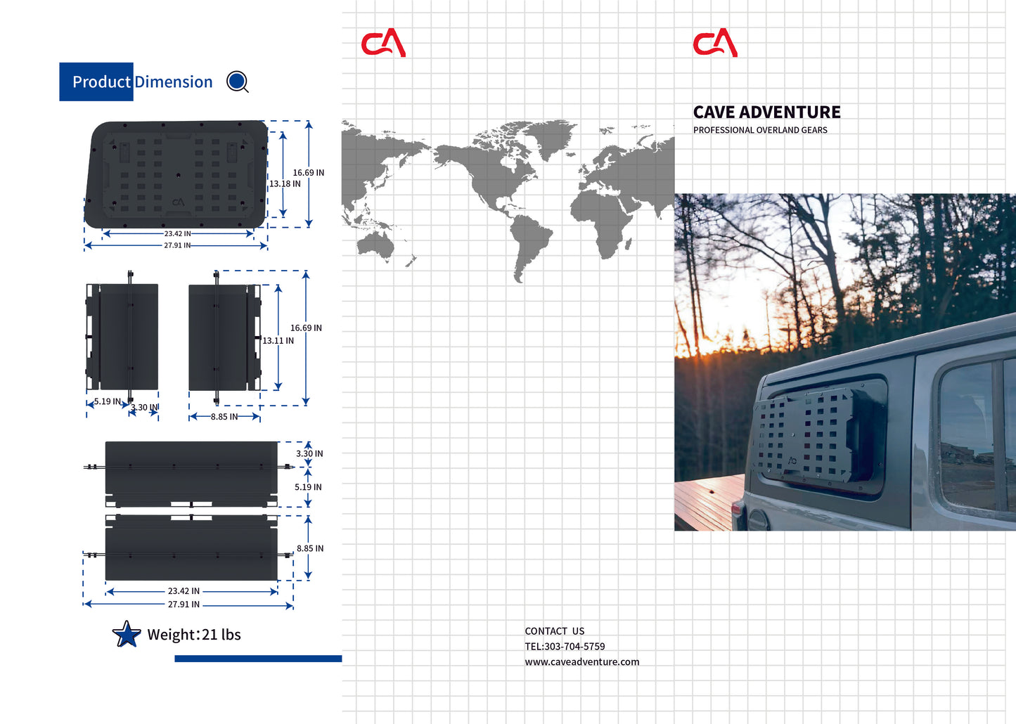 CAVE ADVENTURE BUILT-IN JEEP STORAGE BOX - WITH JEEP BACK WINDOW PANEL