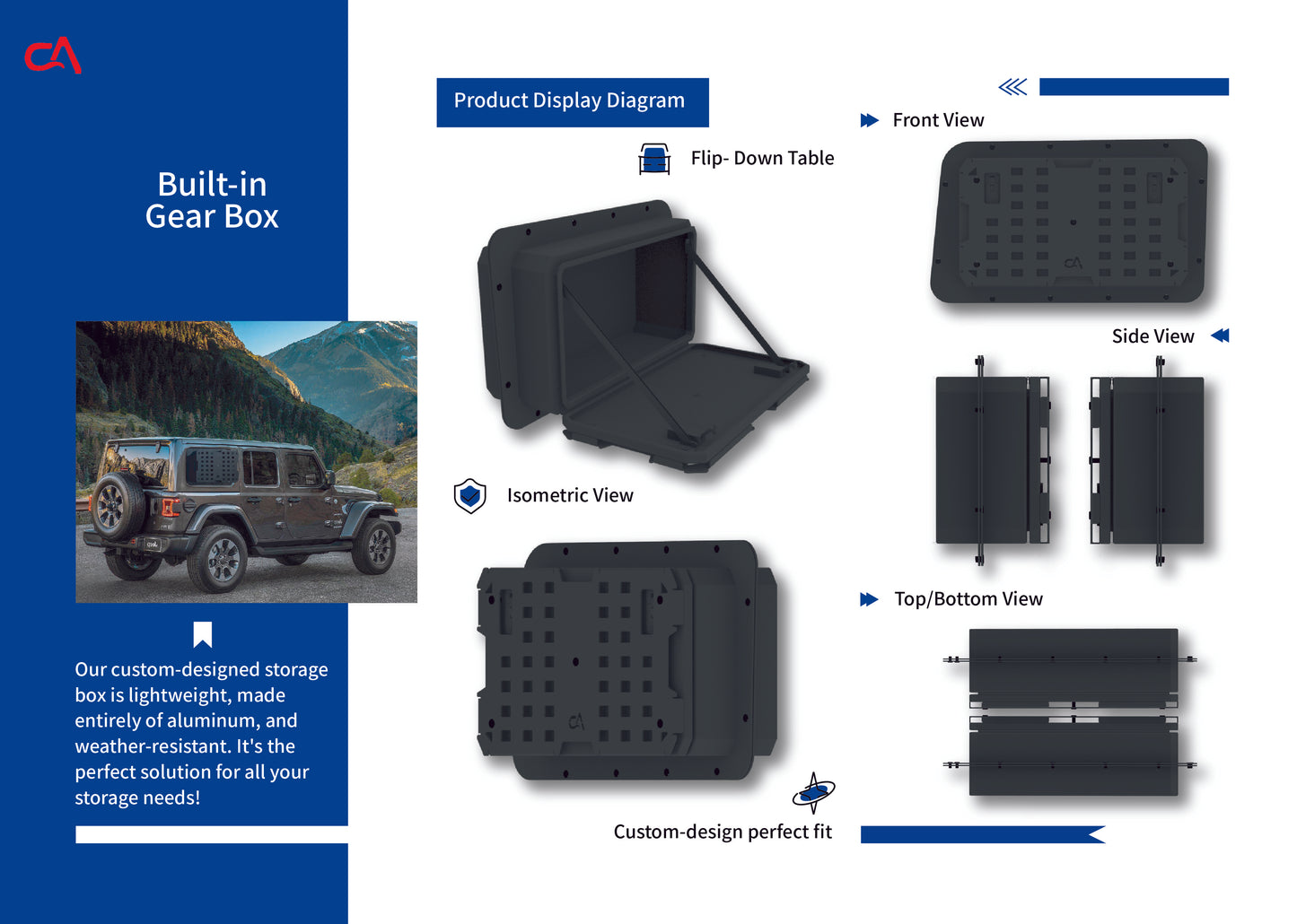 CAVE ADVENTURE BUILT-IN JEEP STORAGE BOX - WITH JEEP BACK WINDOW PANEL