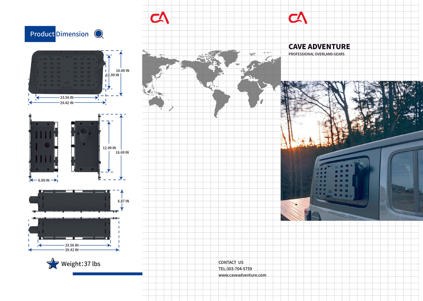 CAVE ADVENTURE BUILD-IN DIESEL HEATER - JEEP DRIVER SIDE BACK WINDOW