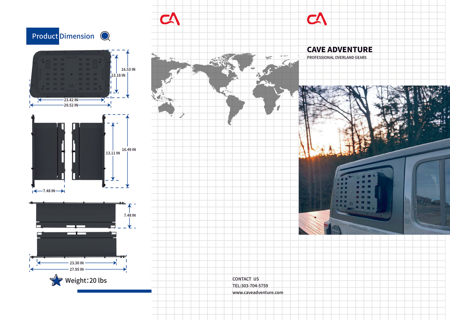 CAVE ADVENTURE BUILT-IN JEEP STORAGE BOX - WITH JEEP BACK WINDOW PANEL