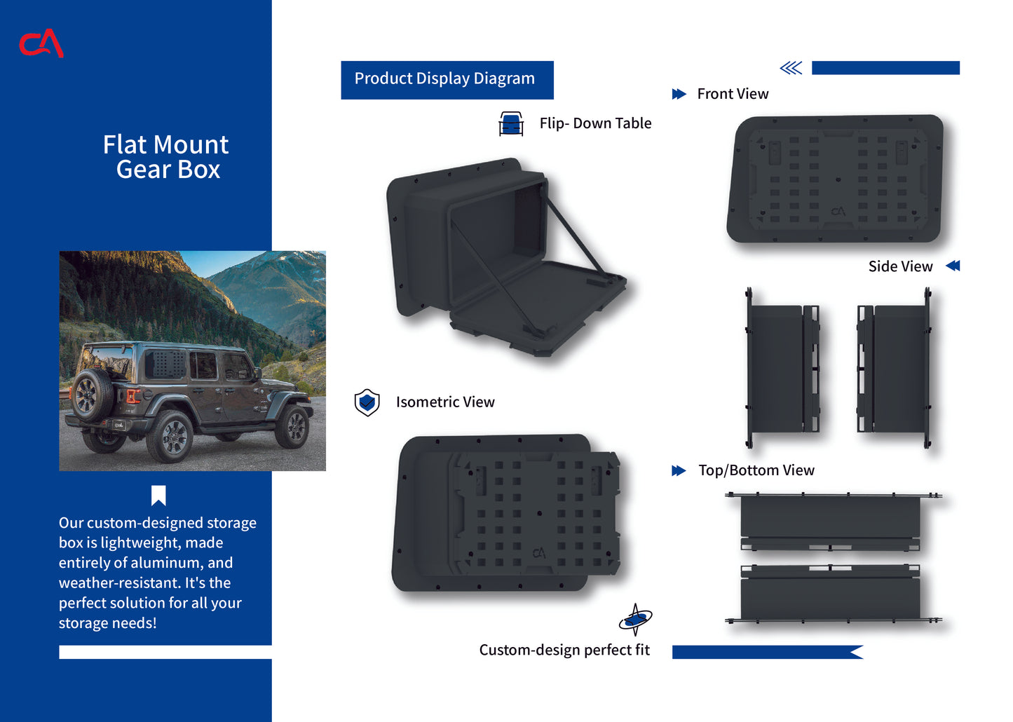 CAVE ADVENTURE BUILT-IN JEEP STORAGE BOX - WITH JEEP BACK WINDOW PANEL