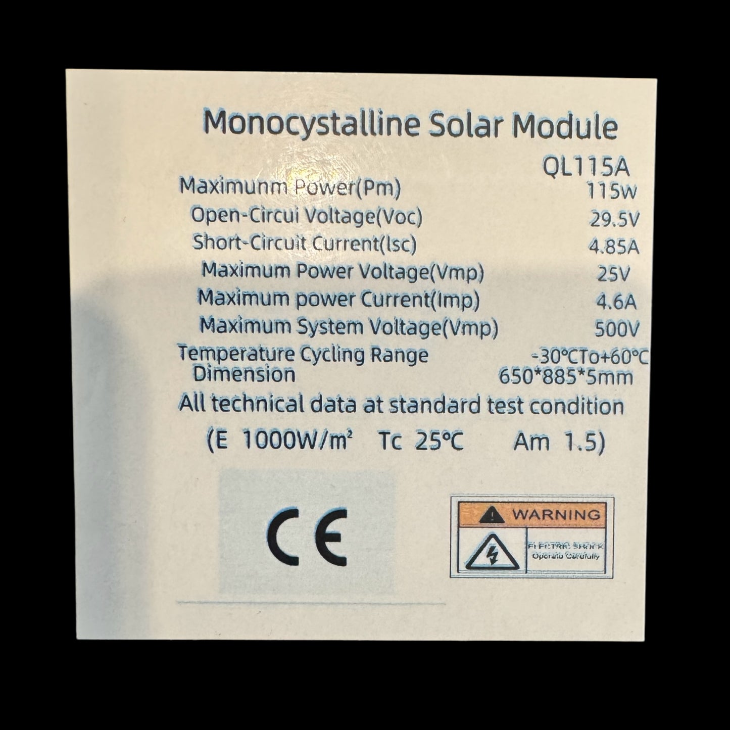 CA 115w Semi-Rigi solar panel